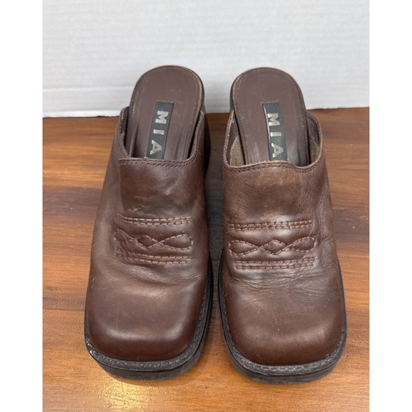 Vintage Women's Y2K Mia Slip On Chunky Heels Mule Shoes Size 8M - Picture 3 of 11